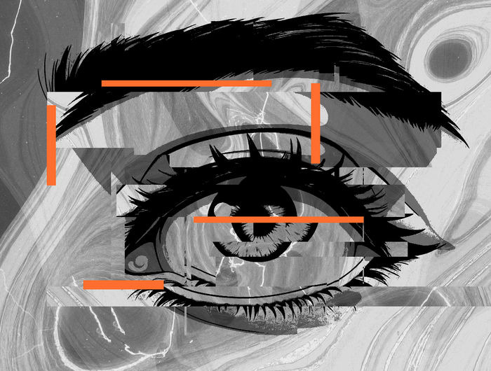 A glitchy eye with a flick of eyeliner