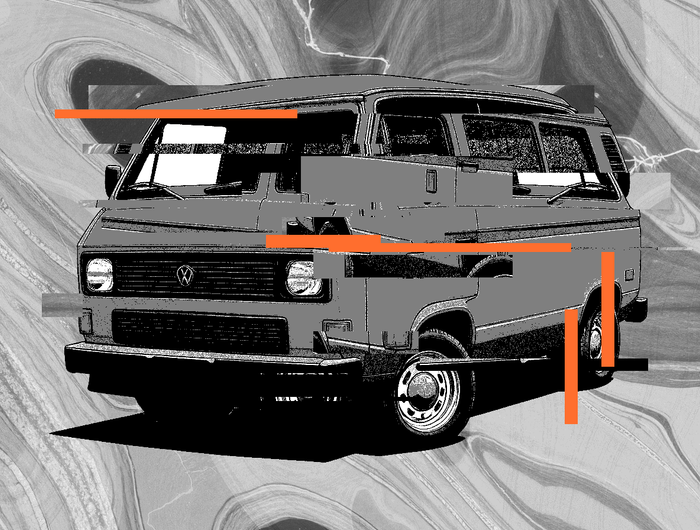 A glitchy vintage Volkswagon Van